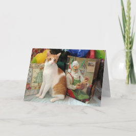 Handsome Kagan Brings Gifts - Kattjulkort Helgkort