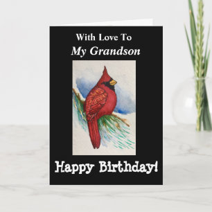 Handsome Kardinal Birthday My Grandson Bold Bird Kort