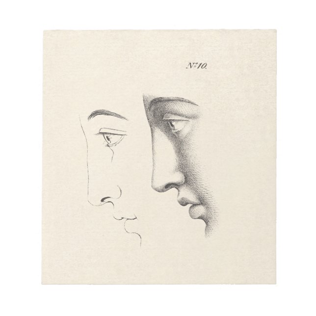 Handsome Man's Profile Antique Fransk Engrave Anteckningsblock (Framsida)