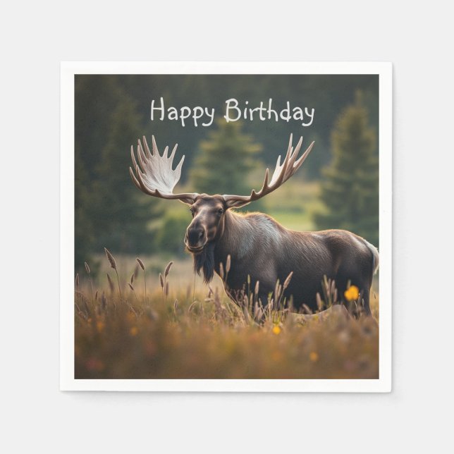 Handsome Moose Birthday Pappersservett (Framsidan)