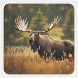 Handsome Moose Fyrkantigt Klistermärke