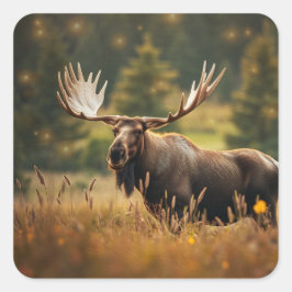 Handsome Moose Fyrkantigt Klistermärke