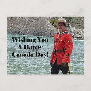 Handsome Mountie Lycklig Canada Day Funny Photo Vykort
