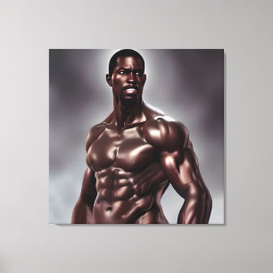Handsome Muscular Black Man Kanvastryck