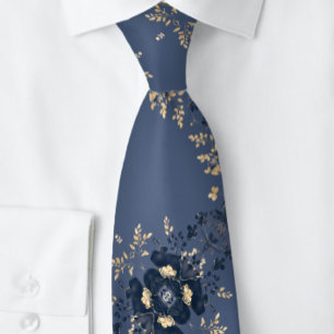 Handsome Navy Blue Blommigt Botanical Slips
