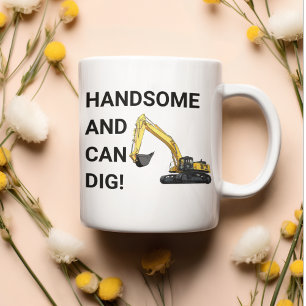 Handsome och Can Gräv Excavator Construction Funny Kaffemugg
