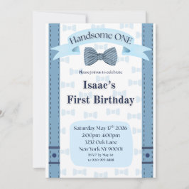 Handsome One Baby Boy First Birthday Party Invite Inbjudningar