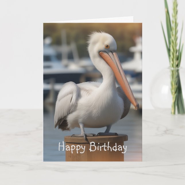 Handsome Pelican Birthday Card Kort (Framsida)
