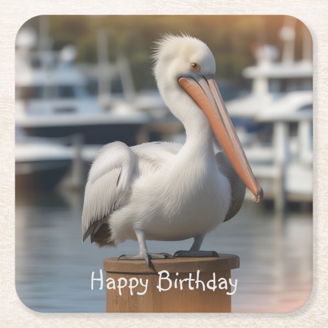 Handsome Pelican Underlägg Papper Kvadrat (Framsidan)