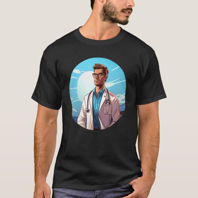 Handsome Physician for Doktor and Hospital Worker T Shirt (Framsida)