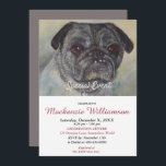 HANDSOME PUG ÖNSKEMÅL GRATTIS PÅ FÖDELSEDAGEN INBJUDNINGAR<br><div class="desc">Den här snygga Pug Puppy-puppen hälsar dig välkommen till en Födelsedagsfest för roligt för dig och dina, oavsett om det gäller vuxnor eller barn. En unik inbjudan till, födelsedagar oavsett ålder! - Bild från designerns ursprungliga vattenfärgsmålning. Du kan anpassa eller ändra hela inbjudan till kostym själv genom att klicka på...</div>