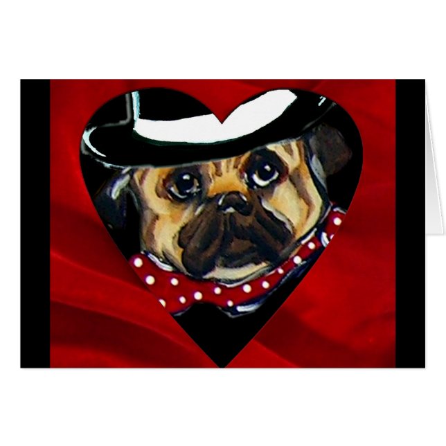 Handsome Pug Valentine Hälsningskort (Framsidan Horizontal)