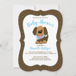 Handsome Puppy Hund Boy Baby Shower Inbjudan Brown