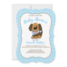 Handsome Puppy Hund Boy Baby Shower-inbjudan