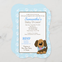 Handsome Puppy Hund Paw Print Baby Shower Inbjudan