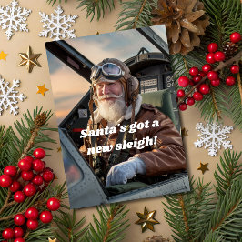 Handsome Santa in Airplan Photo,Fin Jul Julkort