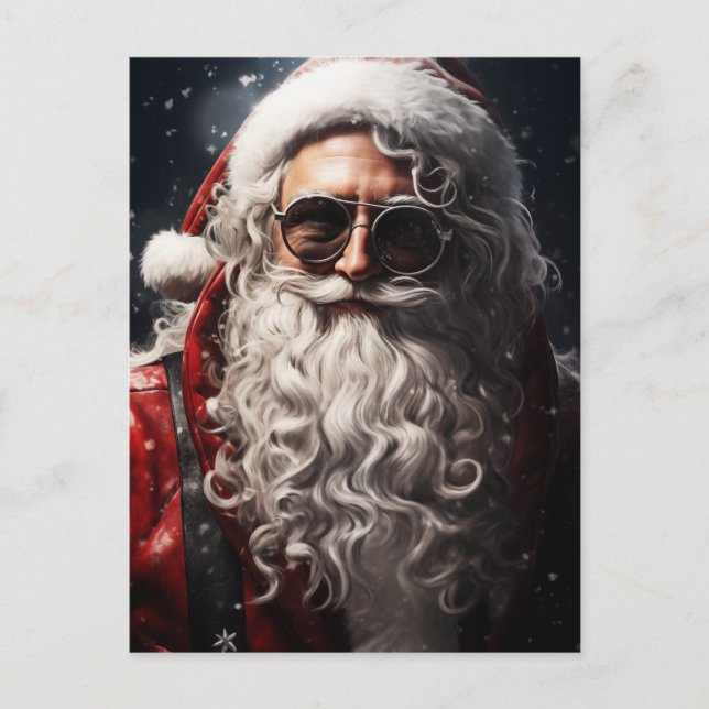 Handsome Santa Porträtt Helg Vykort (Framsida)