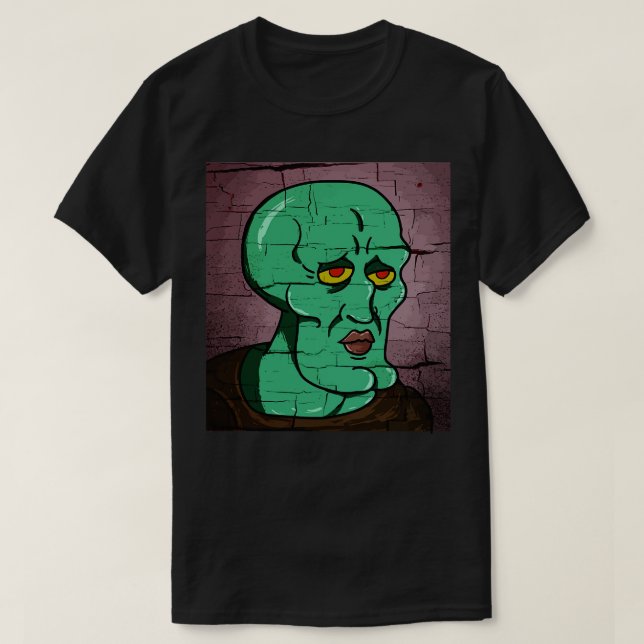 Handsome Squidward Distress Stil Vector Draw T Shirt (Design framsida)