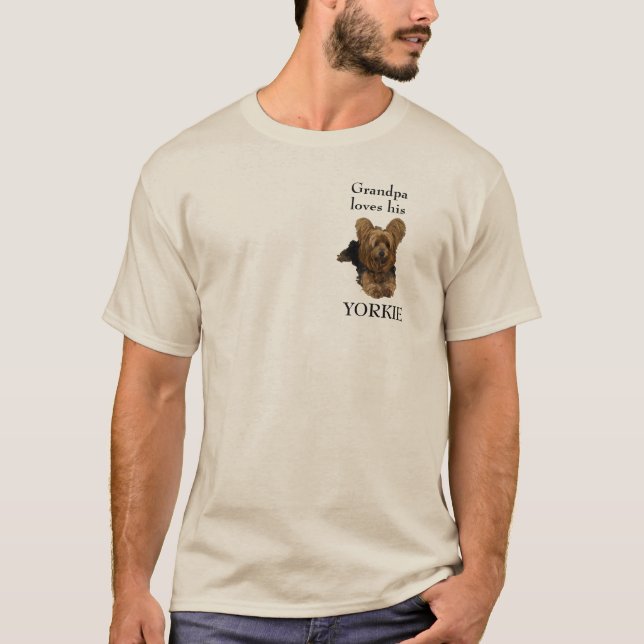 Handsome T-Shirt - Grandpa kärlek his Yorkie (Framsida)