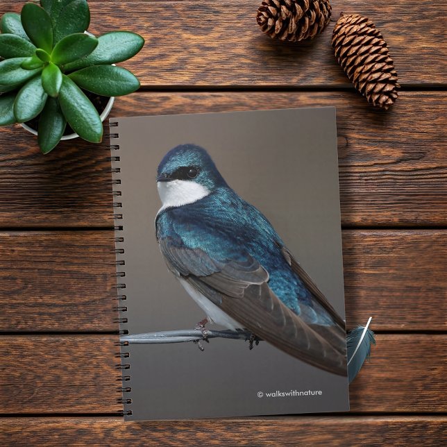 Handsome Träd Sväljer: Bird on a Wire Anteckningsbok Med Spiral (Handsome Tree Swallow on a Wire Journal Cover Photo)