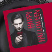 Handsome vampyr dricker blod Happy halloween