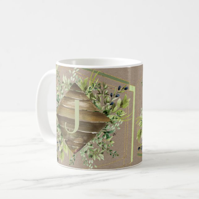 Handsome Wood Monogram med Örter Mugg (Framsida vänster)