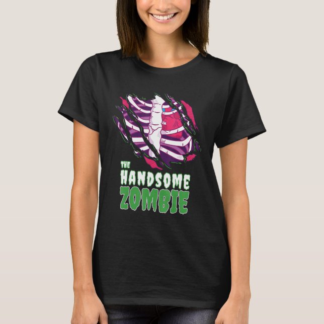 Handsome Zombie Funny Halloween Family Zombie T Shirt (Framsida)