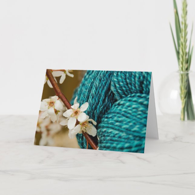 Handspun med plommonet blomstrar kortet kort (Framsida)