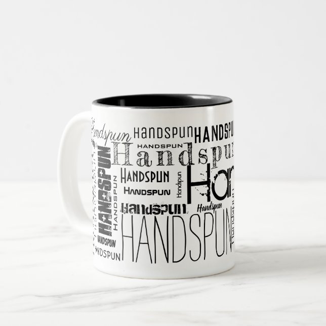 HANDSPUN! Typografi Ord Cloud Två-Tonad Mugg (Framsida vänster)