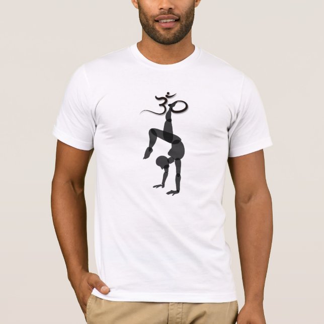 Handstående yogaställning svart med om-symbol tee (Framsida)