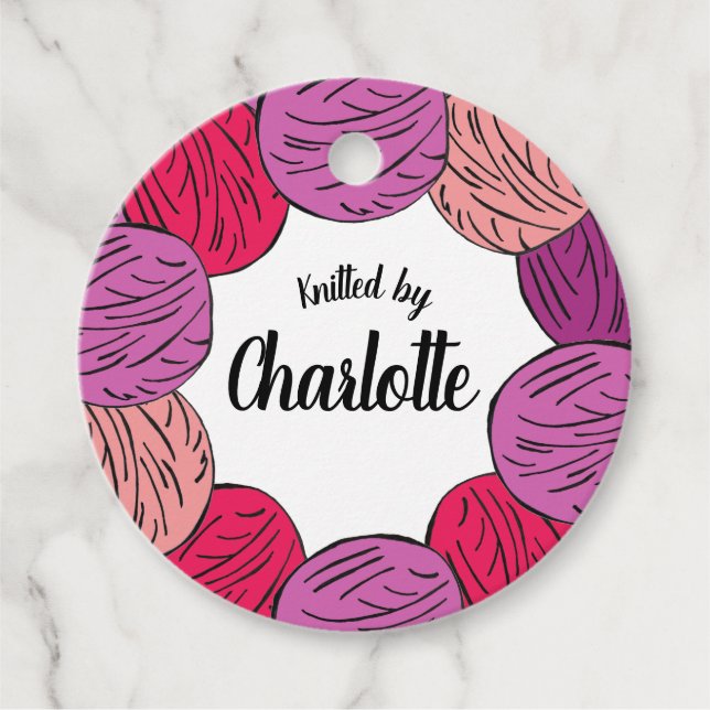 Handstickad ylle bollar-gåva gåvor etiketter (Framsida)