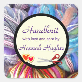 Handstickning Fyrkantigt Klistermärke