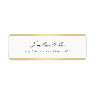 Handstil Gold Vit Enkel Mall Elegant Returadress Etikett