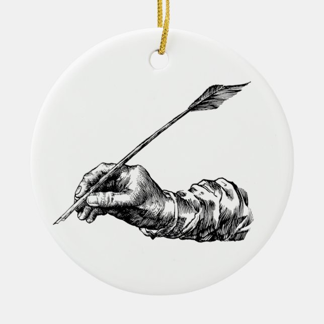 Handstil räcker julgransprydnad keramik (Framsidan)