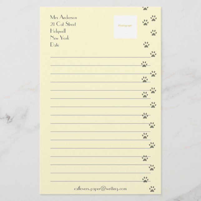 Handstilpapper för kattälskare brevpapper (Framsida)