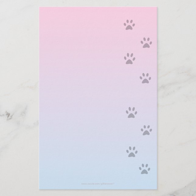 Handstilpapper med kattfotspår brevpapper (Framsida)