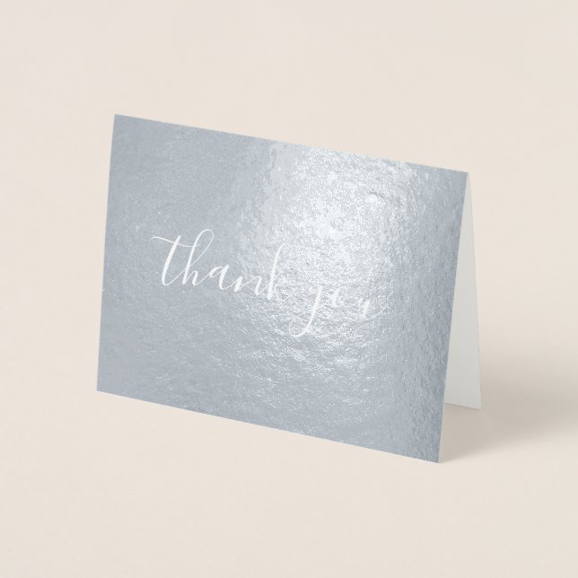 Handstils kalligrafi tack silver folierat kort (Framsida)