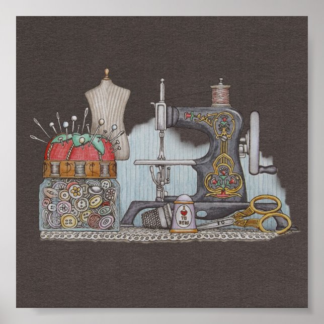 Handstyrd syning Maskin Poster (Framsidan)