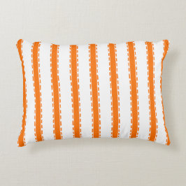 Handsydda Ticking Rand Koordination – Orange Prydnadskudde