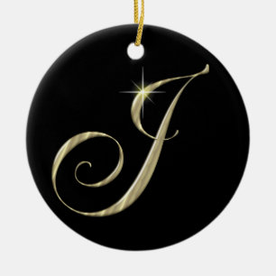 Handtag för fläkt för prydnad för guld- Monogram Julgransprydnad Keramik
