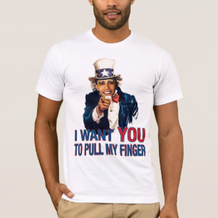 Handtag för Uncle Sam Barack Obama mitt finger Tee