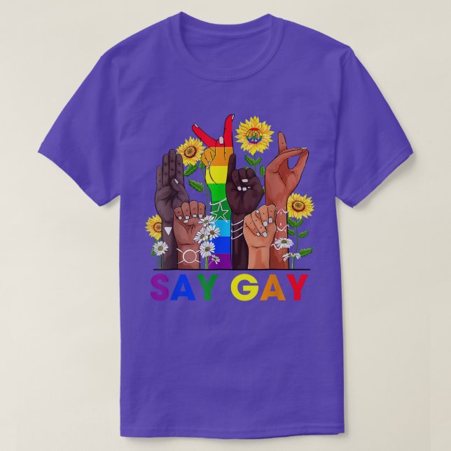 Handteckenspråk Säg att Gay Talking HBT Gay pride  T Shirt (Design framsida)