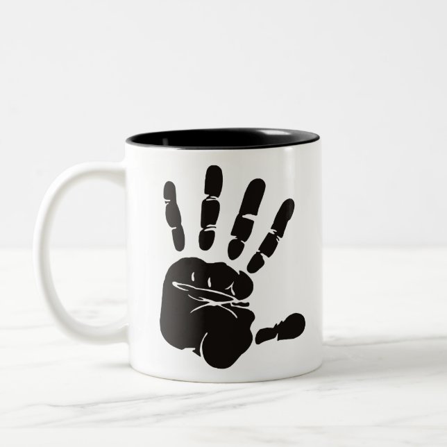 Handtryck svart Två-Tonad mugg (Vänster)