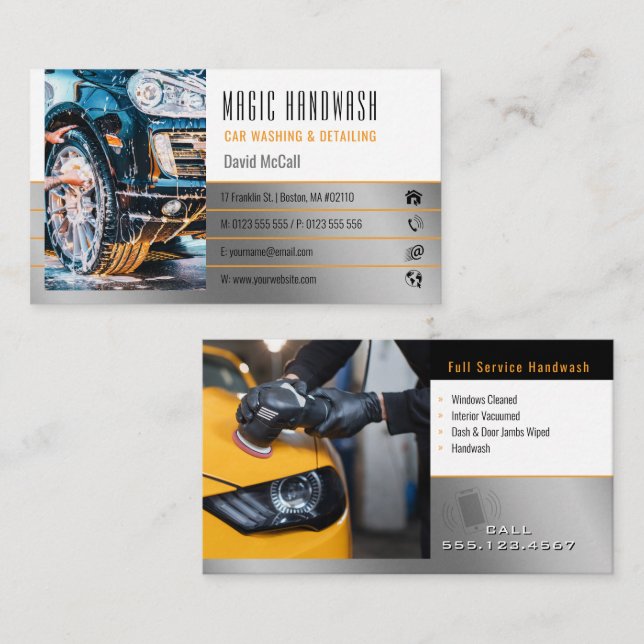 Handtvätt | tvätta bil visitkort (Fram/baksida)