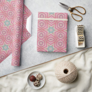 Handutskriven look Star Mönster - Rosa Turcos Presentpapper