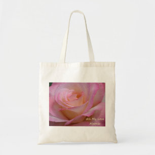 Handväska vacker Rosa ros, hela Kärlek.. Tygkasse