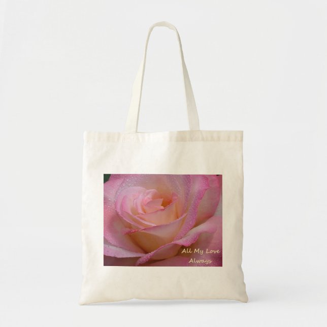 Handväska vacker Rosa ros, hela Kärlek.. Tygkasse (Framsidan)