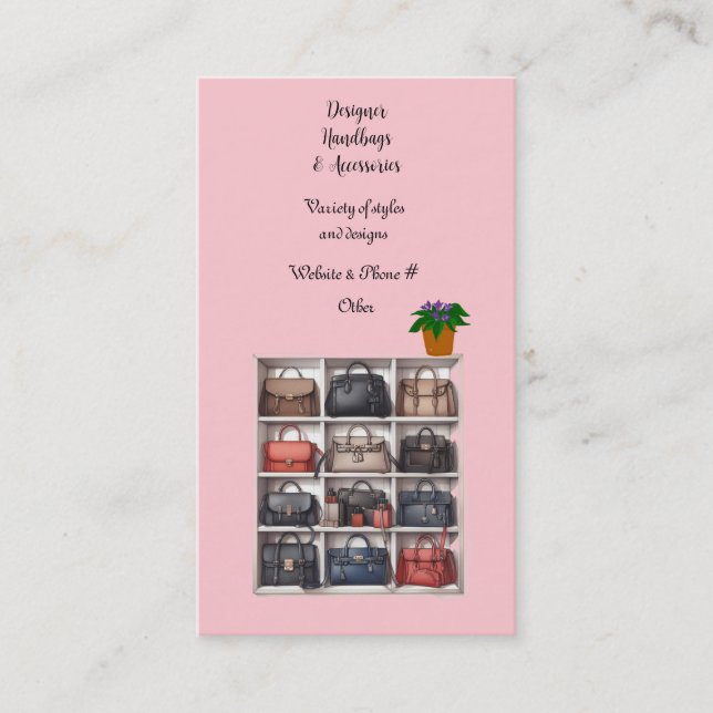 Handväskor för designern med tillbehör visitkort (Framsida)