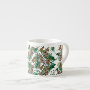 Handvatten akvarell Jaguar och Safari grönska Espressomugg