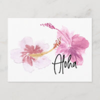 Handvatten Färgpenna Hawaii Hibiskus Blommig Rosa